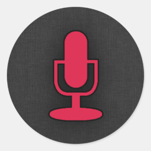 Crimson Red Microphone Classic Round Sticker