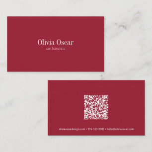 Crimson Red Minimalist QR Creative Professional Business Card