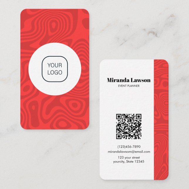 Crimson Red Minimalist verticle Business Card (Front/Back)