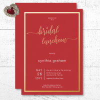 Crimson Red Modern Minimal Bridal Luncheon