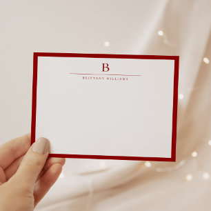 Crimson Red Modern Stationery Classic  Card