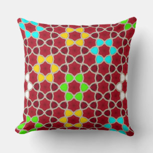 Crimson Red Mosaic on Star Colour Variation Cushion
