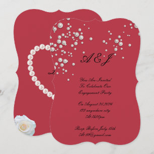 crimson red pearl invitation