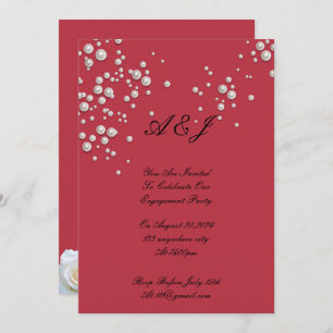 crimson red pearl invitation
