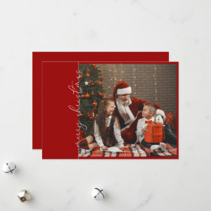 Crimson Red Photo Family Christmas Holiday Card