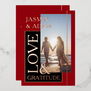 Crimson Red Photo Wedding Love and Gratitude Gold