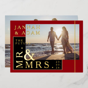 Crimson Red Photo Wedding Mr. and Mrs. Gold