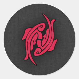 Crimson Red Pisces Classic Round Sticker