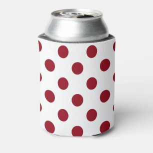 Crimson Red Polka Dots Circles Can Cooler
