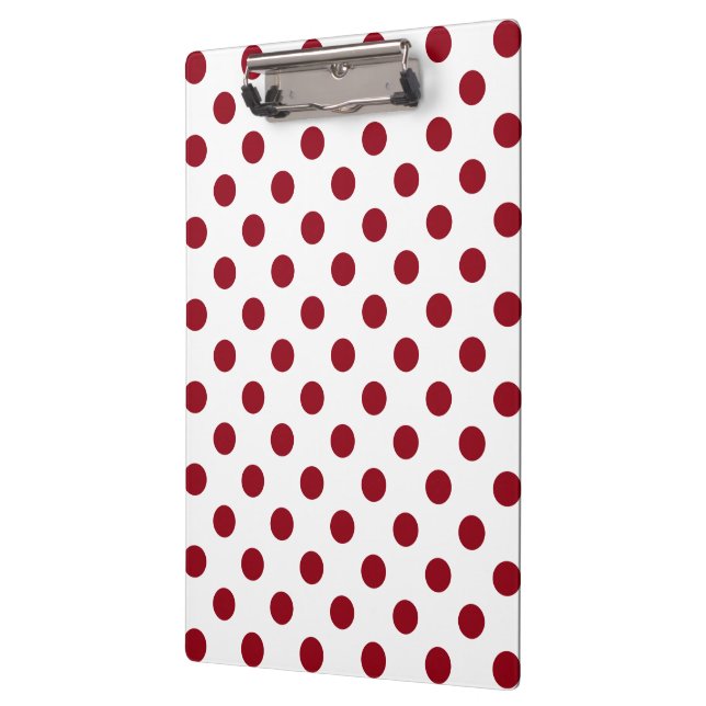 Crimson Red Polka Dots Circles Clipboard (Left)