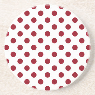 Crimson Red Polka Dots Circles Coaster