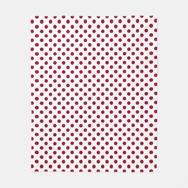 Crimson Red Polka Dots Circles Fleece Blanket (Front)