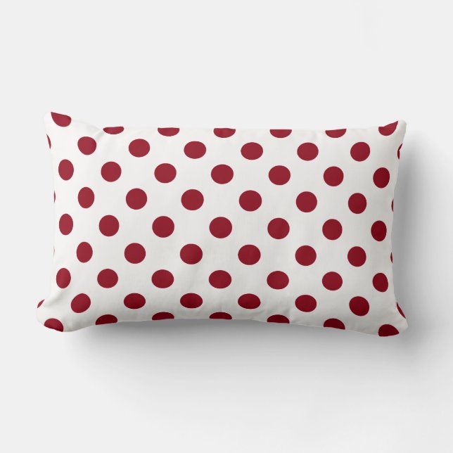 Crimson Red Polka Dots Circles Lumbar Cushion (Front)