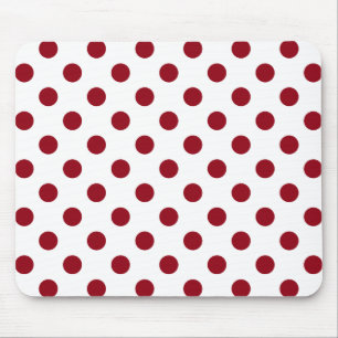 Crimson Red Polka Dots Circles Mouse Pad