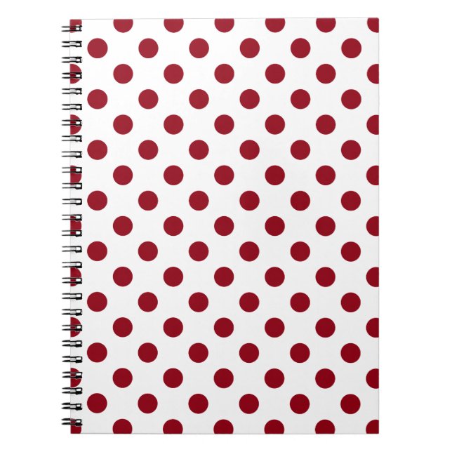 Crimson Red Polka Dots Circles Notebook (Front)