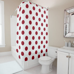 Crimson Red Polka Dots Circles Shower Curtain