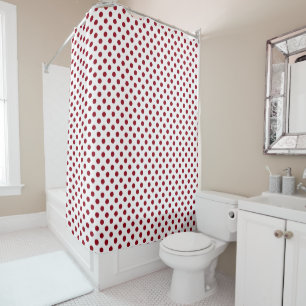 Crimson Red Polka Dots Circles Shower Curtain