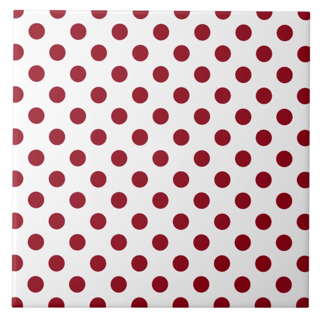 Crimson Red Polka Dots Circles Tile (Front)