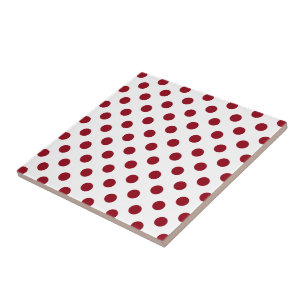 Crimson Red Polka Dots Circles Tile