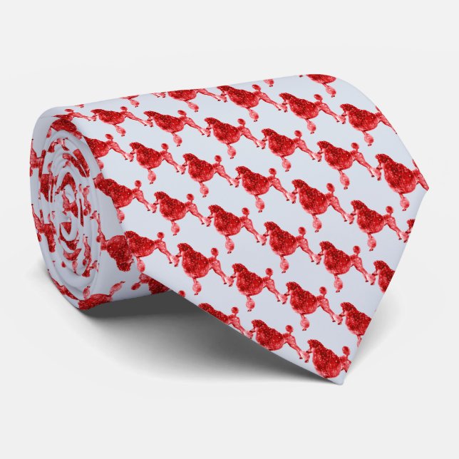 Crimson Red Posh Poodle Tie (Rolled)