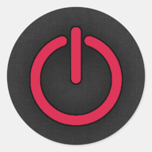 Crimson Red Power Button Classic Round Sticker