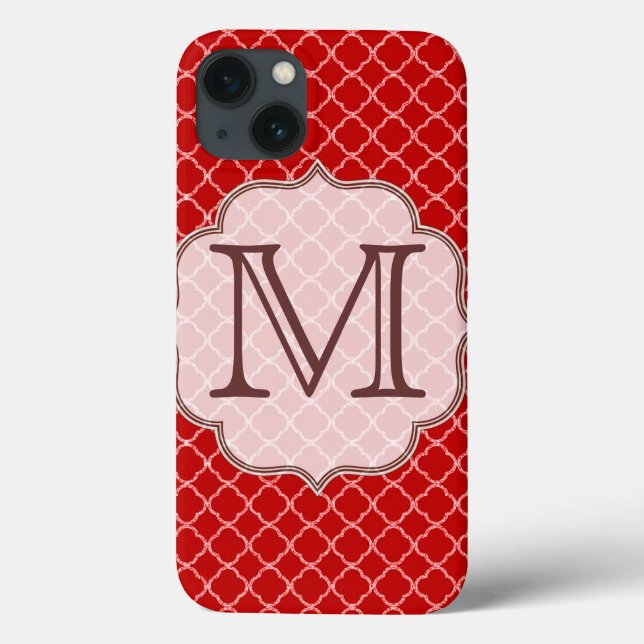 Crimson Red Quarterfoil Latti Monogram IPAD Case (Back)
