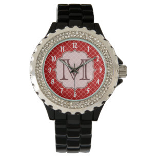 Crimson Red Quarterfoil Latti Monogram Wrist Watch