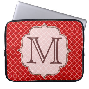 Crimson Red Quarterfoil Monogram 15" Laptop Case