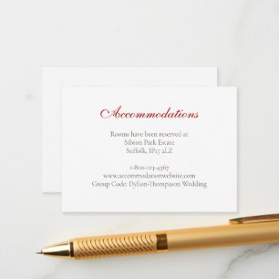 Crimson Red Rose Lace Wedding Accommodation Enclosure Card