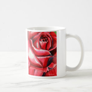 Crimson Red Rose watercolor original art macro Coffee Mug