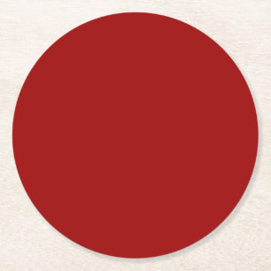 Crimson Red Solid Color Round Paper Coaster