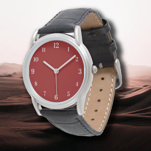 Crimson Red Solid Colour Classic Elegant Watch