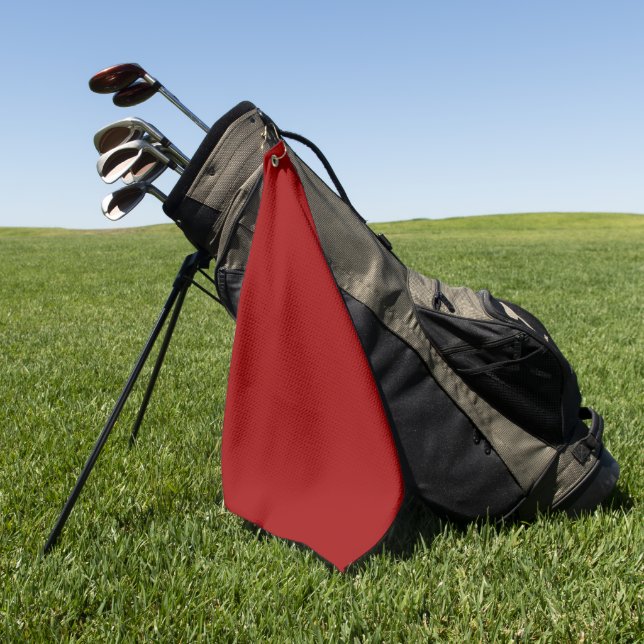 Crimson Red Solid Colour Golf Towel (Green)