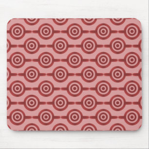 Crimson Red Trendy Circles Mousepad