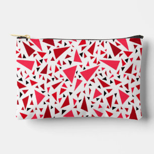 crimson red triangles on white retro background accessory pouch