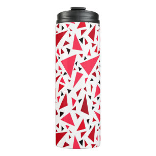 crimson red triangles on white retro background thermal tumbler