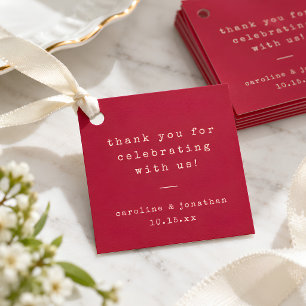 Crimson Red Typewriter Christmas Wedding Thank You Favour Tags