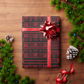 Crimson Rhythm African Geometric Gift Wrap