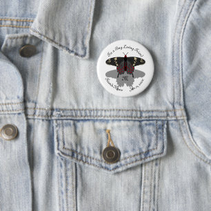 Crimson Rose Butterfly Shadow Monogram 6 Cm Round Badge