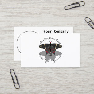 Crimson Rose Butterfly Shadow Monogram Business Card
