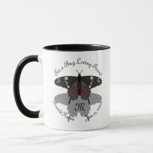 Crimson Rose Butterfly Shadow Monogram Mug