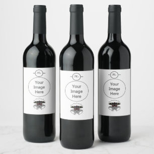 Crimson Rose Butterfly Shadow Monogram Wine Label