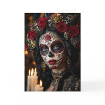Crimson Rose Calavera – Elegant Day of the Dead