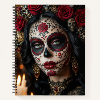 Crimson Rose Calavera – Elegant Day of the Dead Notebook