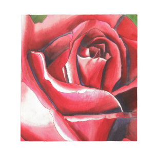 Crimson Rose flower watercolor art painting Notepad