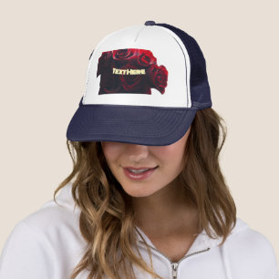 Crimson Rose Romantic Red Bloom Mesh Headwear-Cap Trucker Hat