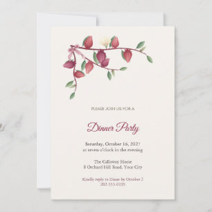 Crimson Roselle Branch Dinner Party Invitation