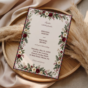 Crimson Roses Woven Into Tartan Invitation