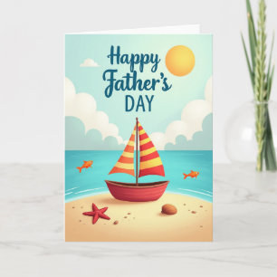 Crimson Sailboat Fathers Day Card