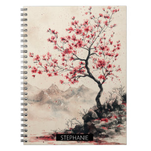 Crimson Sakura Mountain Serenity (1) Notebook